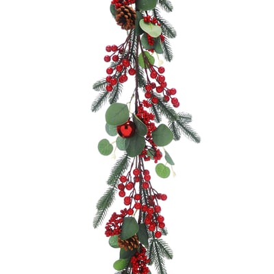180cm Heritage Noel Eucalyptus & Red Berry Garland SO'HOME