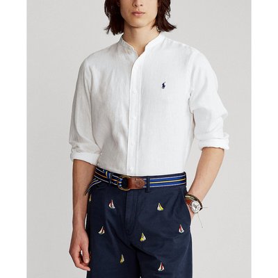 Рубашка из льна с вышитым логотипом POLO RALPH LAUREN