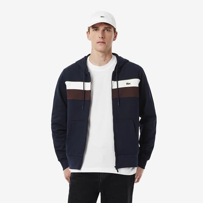 Sweatshirt à capuche zippé color-block LACOSTE