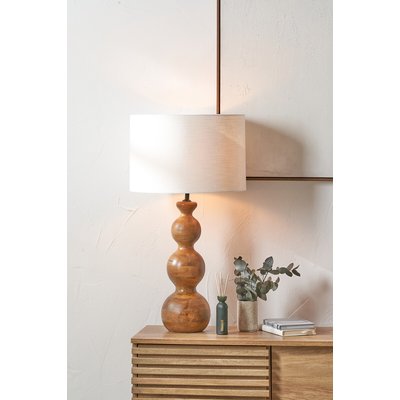 Brown Oiled Finish Mango Wood 3 Ball Design  Table Lamp Base SO'HOME