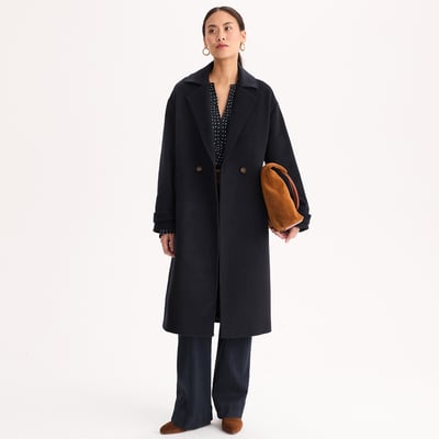 Manteau long, double boutonnage en laine mélangée italienne ANNE WEYBURN