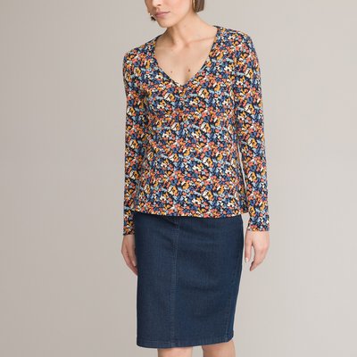 T-shirt col rond, manches longues, imprimé floral ANNE WEYBURN