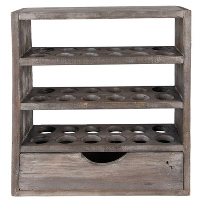 Étagère murale à oeufs en bois gris avec tiroir 35x11x38cm WADIGA