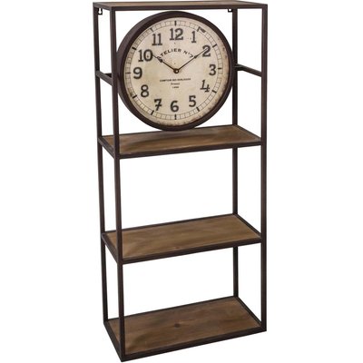 Etagère murale avec pendule en fer et bois 45 x 20 x 100.5 cm ANTIC LINE CRÉATIONS