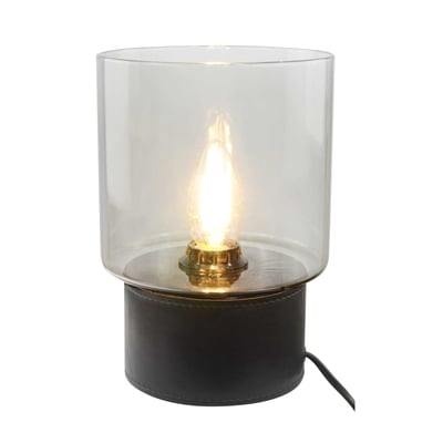 Lampe à poser aspect cuir et verre, ACOREL C-CREATION
