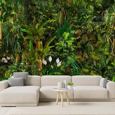 Papier peint panoramique palmier paradis vert HEXOA