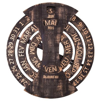 Calendrier perpétuel mural en bois 55x5x60cm WADIGA