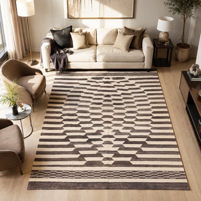 Tapis kilim géométrique, tissé plat en laine, KELIM KU 2 UN AMOUR DE TAPIS