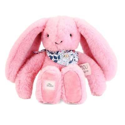 Peluche Lapin Fleurette rose 25 cm DOUDOU ET COMPAGNIE
