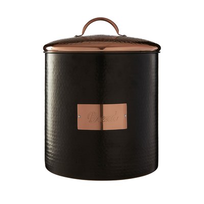 Hammered Bread Bin in Black with Copper Lid SO'HOME