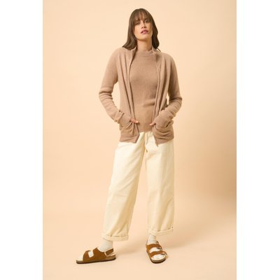 AYR gilet col montant camel chiné en cachemire JUST CASHMERE