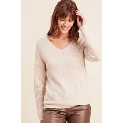 Pull col v manches longues à sequins BREAL