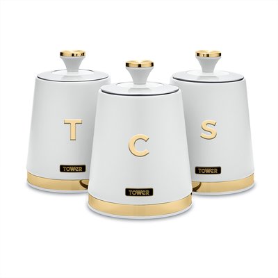 Set of 3 Cavaletto Tea Coffee Sugar Canisters TOWER