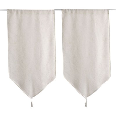 Paire de petits rideaux aspect lin finition pointe HOME MAISON
