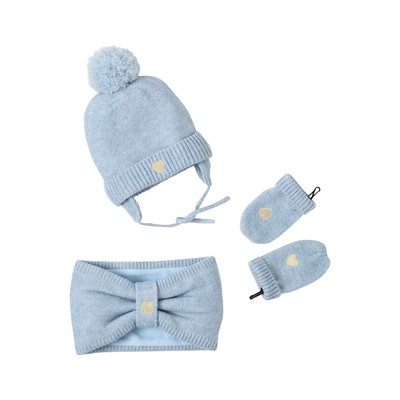 Ensemble bonnet + snood + moufles "coeur" VERTBAUDET
