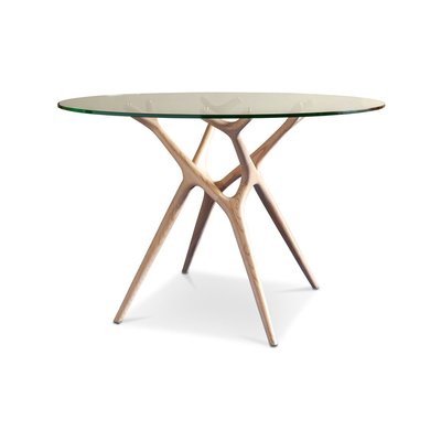 Table ronde en verre et frêne massif 4 personnes SYLVAE PRODUIT INTERIEUR BRUT