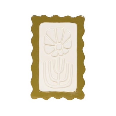 Décoration murale fleurie vert olive H19,8 cm en résine AMADEUS