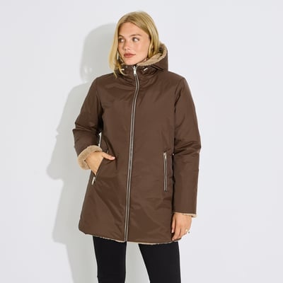 Manteau d'hiver mi-long à capuche GRAIN DE MALICE