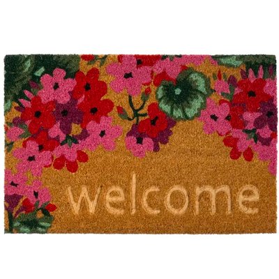 Paillasson coco géraniums welcome 60x40x1.5cm WADIGA