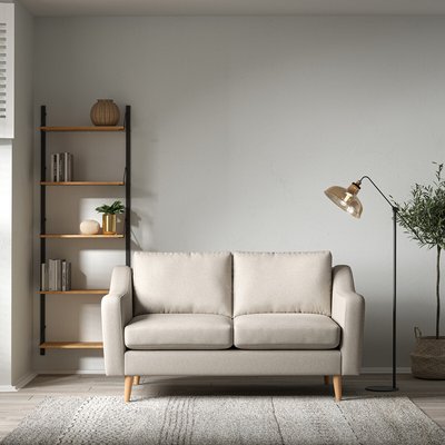 Rosa Curve Soft Brushed 2 Seater Sofa with Light Wood Legs SO'HOME