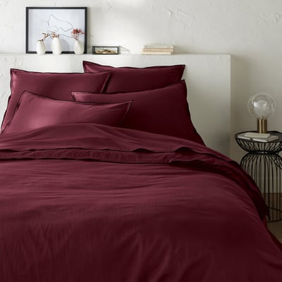 Housse de couette de satin de coton lavé, 118 fils, Victor uni LA REDOUTE INTERIEURS