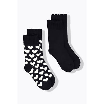 Lot de 2 paires de chaussettes, uni/cœurs ULLA POPKEN