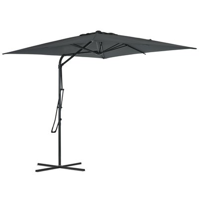 Parasol déporté carré dim. 2,5 x 2,5 m métal polyester anthracite OUTSUNNY
