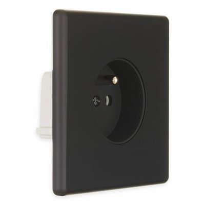 Prise De Courant Simple 2 Pôles Hitera + Terre Soft Touch Noire MODELEC