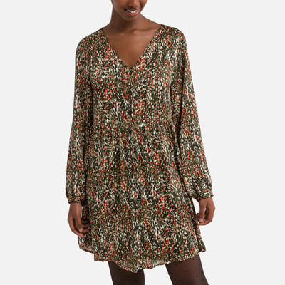 Robe courte, encolure v, imprimée ONLY
