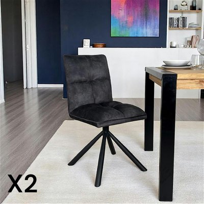 Chaise rotative tissu anthracite (lot de 2) IENA PIER IMPORT