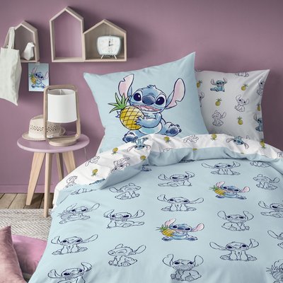 Parure de lit imprimée 100% coton, STITCH ANANAS DISNEY
