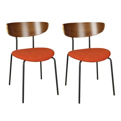 Lot de 2 chaises en bois et velours, RIVA NOW'S HOME