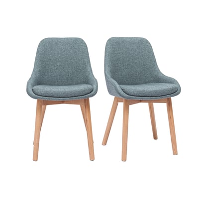 Chaises scandinaves en tissu chenille vert kaki et bois clair massif (lot de 2) HOLO MILIBOO