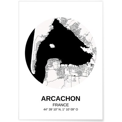 Affiche Carte Arcachon L'AFFICHERIE