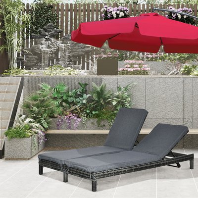 Bain de soleil transat 2 places grand confort matelas inclus OUTSUNNY