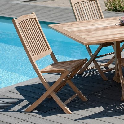 Lot de 2 chaises de jardin pliantes en bois de teck massif SUMMER PIER IMPORT