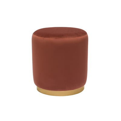 Pouf rond en velours rouge tomette et métal doré D40 cm AMAYA MILIBOO