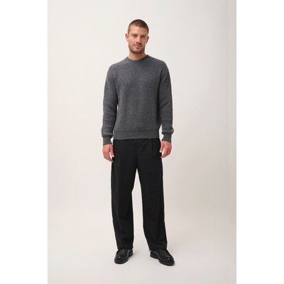 Pull Col Rond 6 Fils Anthracite Chiné Torlen JUST CASHMERE