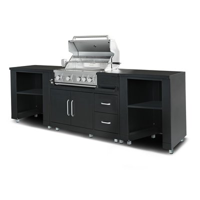 Cuisine d'extérieur acier 3 élements avec barbecue, MEMPHIS OVIALA