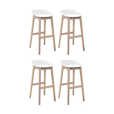 Lot de tabourets de bar en chêne et assise plastique 75cm RIVA|Lot de 4 | Lot de 4 MOB IN