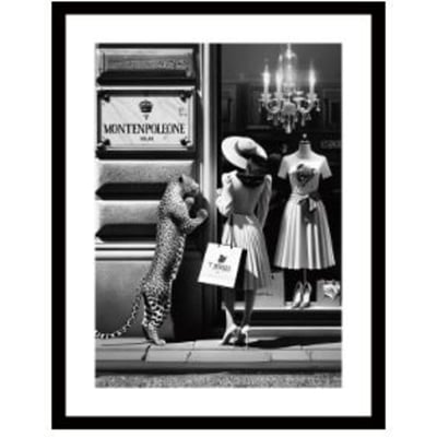Tableau femme et léopard lèche-vitrine KARE DESIGN