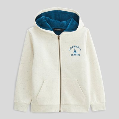 Sweat en polaire zippé à capuche avec inscription au dos MONOPRIX