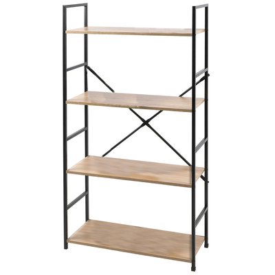 Étagère échelle métal noir et bois 4 étages 58.5x23.5x112cm WADIGA