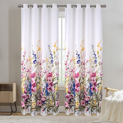 Paire de Rideaux à oeillets occultants avec motif floral HOME MAISON