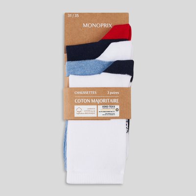 Lot de 3 paires de chaussettes imprimées en coton BIO MONOPRIX KIDS