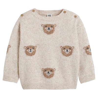 Chunky Knit Jumper/Sweater in Bear Print with Crew Neck LA REDOUTE COLLECTIONS