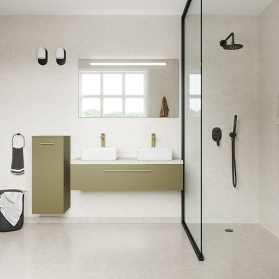 Ensemble 2 vasques posées 1 tiroir + miroir - GLASGOW HOMIFAB
