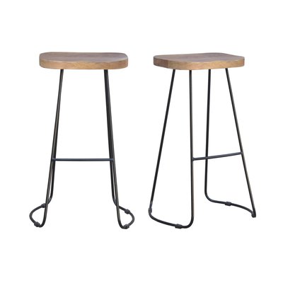 Tabourets de bar manguier massif et métal 75 cm (lot de 2) RUNKO MILIBOO