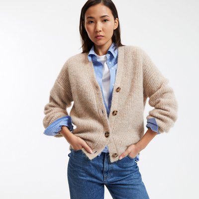 Signatures Gildas Cardigan with V-Neck in Alpaca Mix LA REDOUTE COLLECTIONS