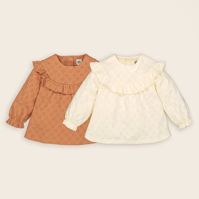 Pack of 2 T-Shirts with Ruffle and Long Sleeves LA REDOUTE COLLECTIONS